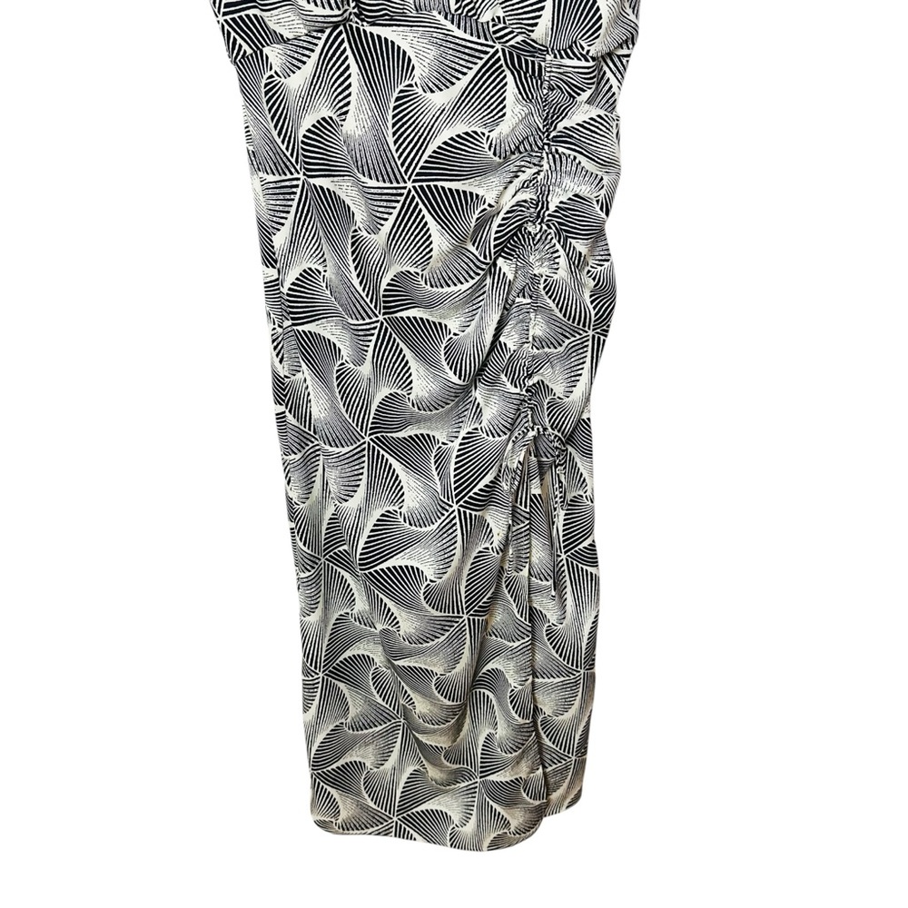 Urban Outfitters Black White Printed Ruched Midi Dress Tie Back Cutout Small - Picture 8 of 15